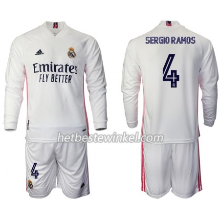 Real Madrid Sergio Ramos 4 Voetbaltenues Kind Thuis 2020/21 - LS (+ Korte broeken)